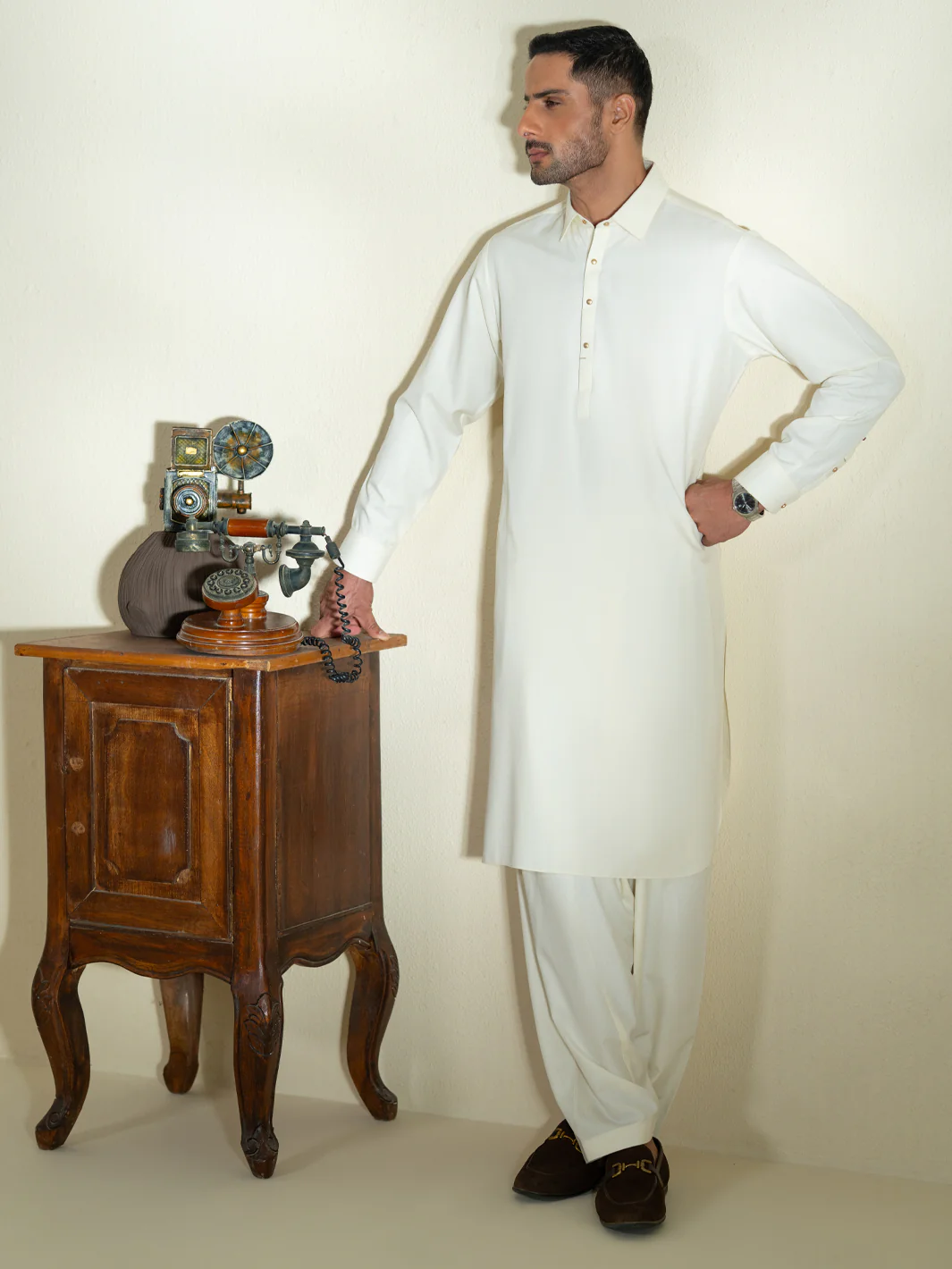 CREAM BLENDED KAMEEZ SHALWAR | ALWA-KS-580/AM-6342B - Image 5