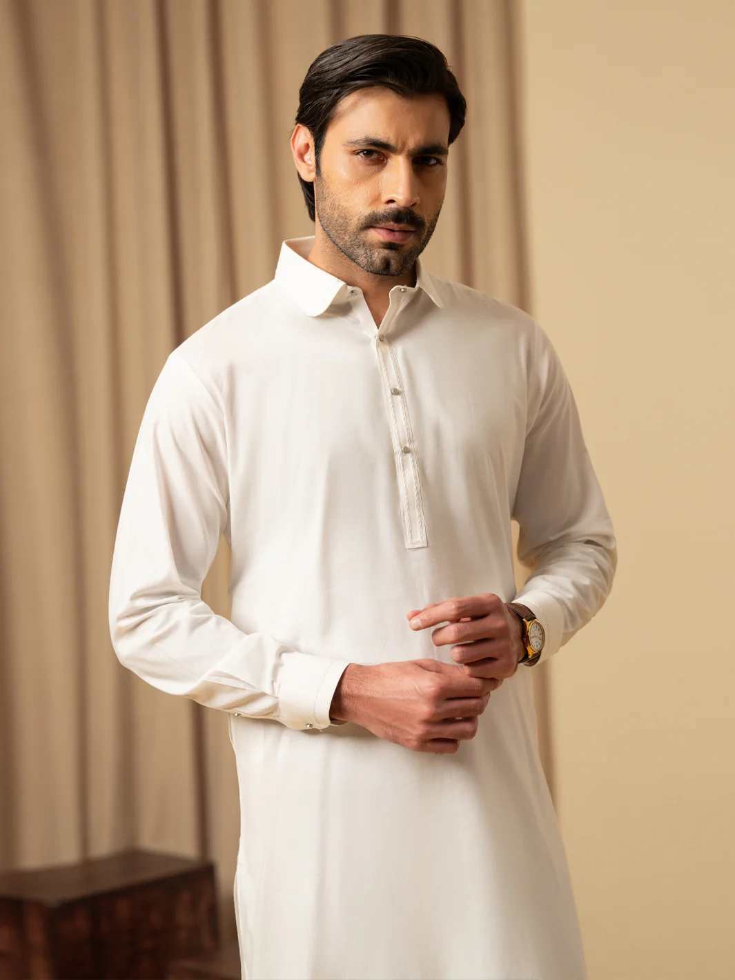 OFF WHITE COTTON KAMEEZ SHALWAR | ALWA-KS-581/AM-6347D - Image 2