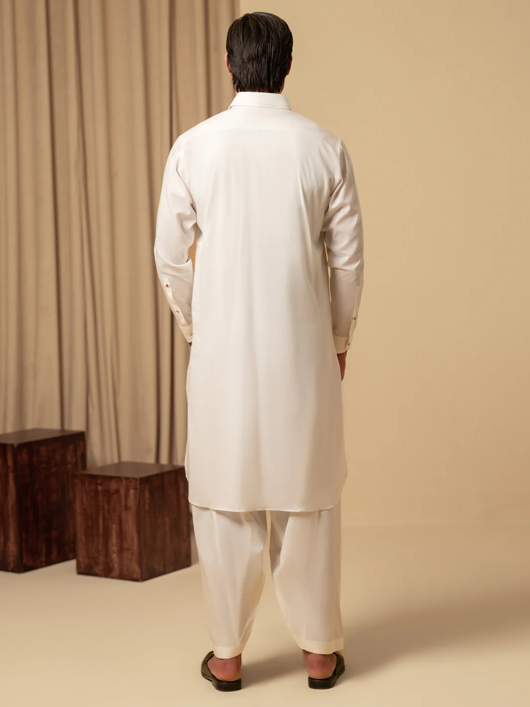 OFF WHITE COTTON KAMEEZ SHALWAR | ALWA-KS-581/AM-6347D - Image 3