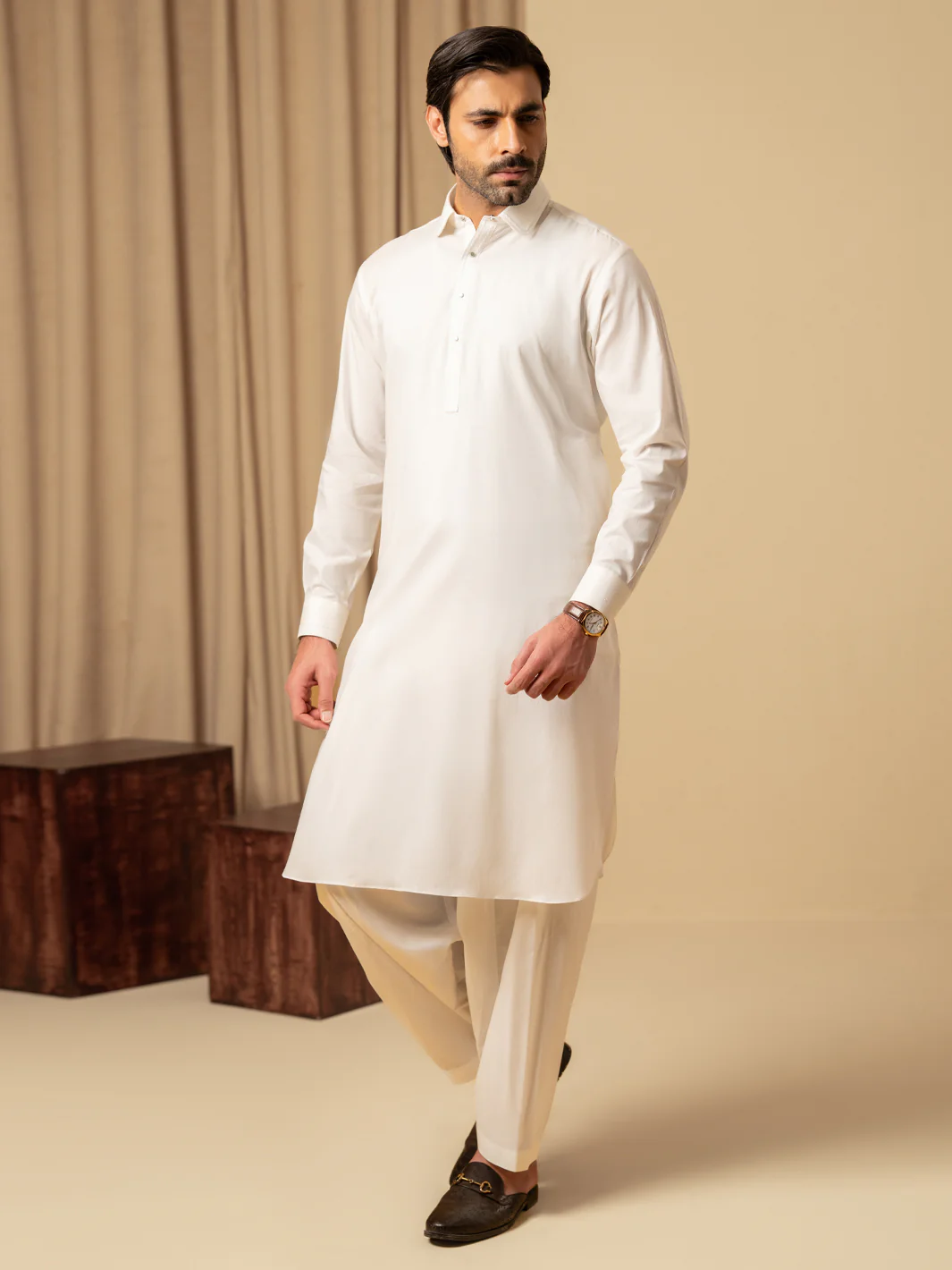 OFF WHITE COTTON KAMEEZ SHALWAR | ALWA-KS-581/AM-6347D - Image 5