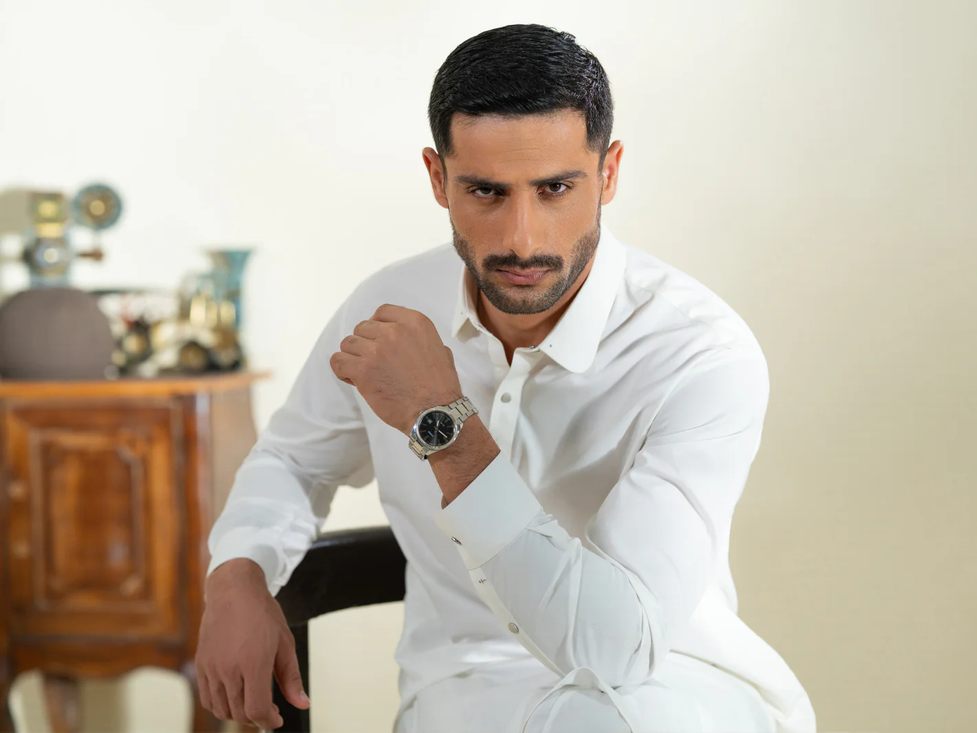 WHITE BLENDED KAMEEZ SHALWAR | ALWA-KS-592/AM-15067A - Image 7