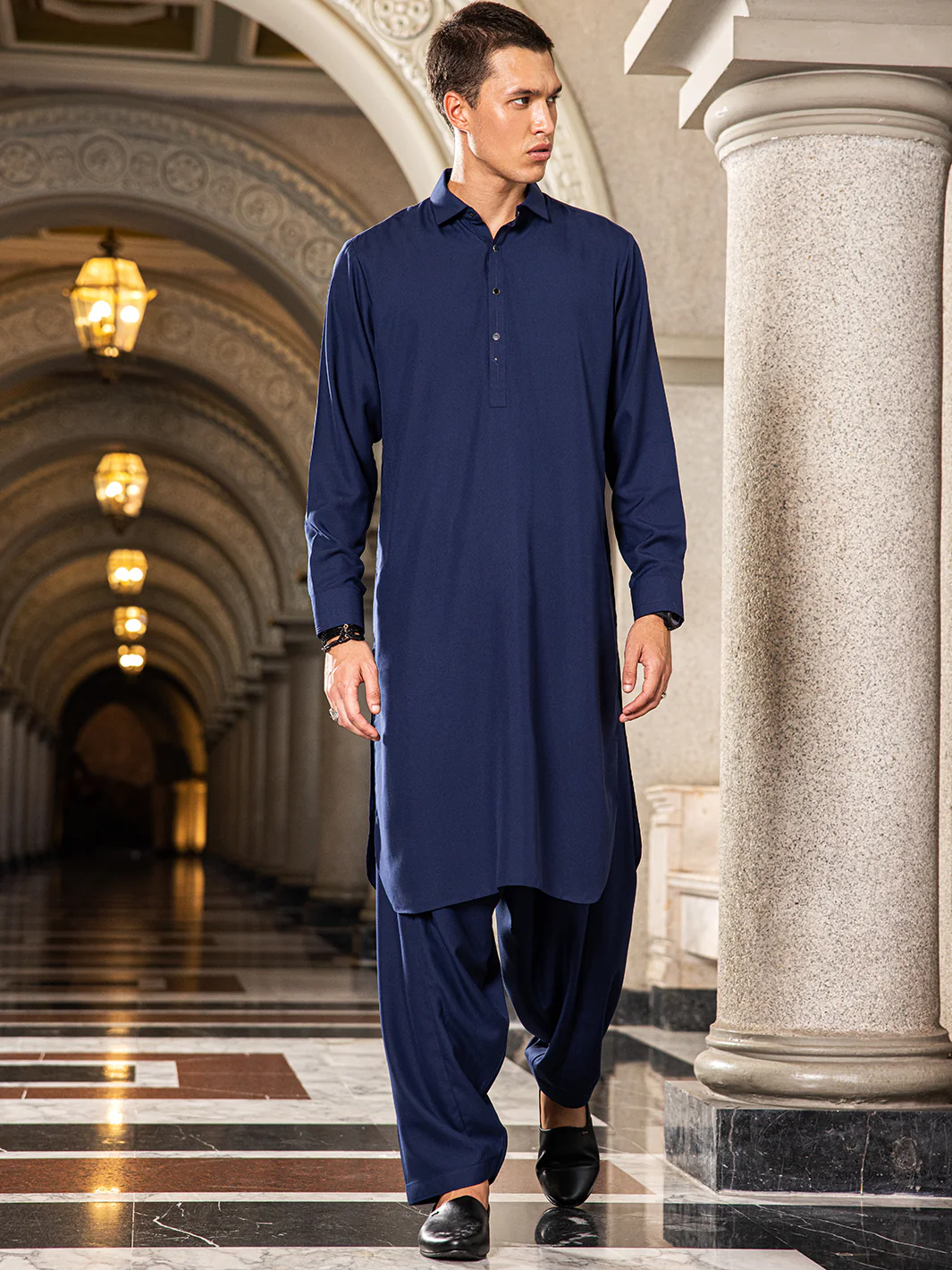 DARK BLUE KAMEEZ SHALWAR | ALWA-KS-US-24-415
