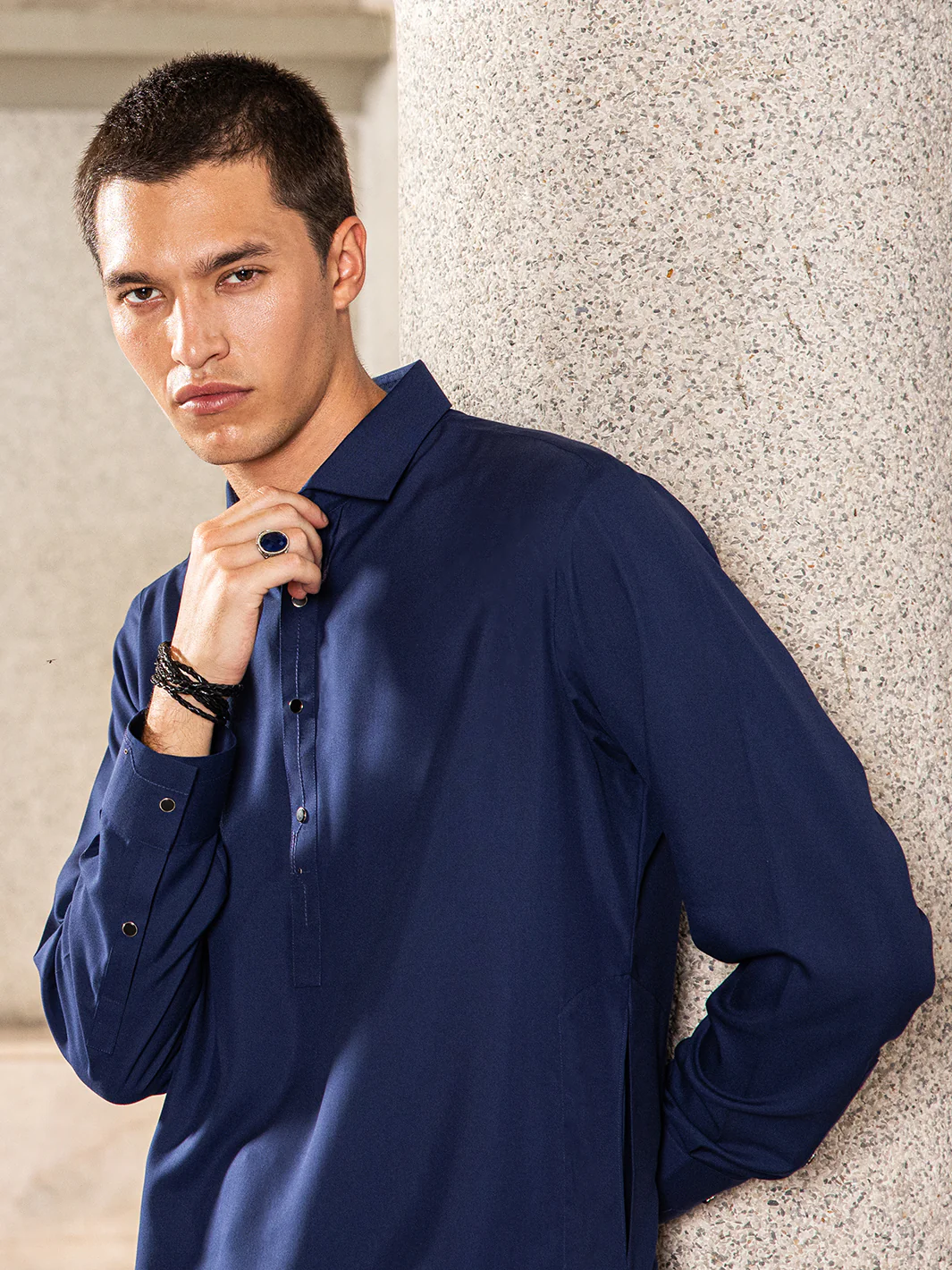 DARK BLUE KAMEEZ SHALWAR | ALWA-KS-US-24-415 - Image 3