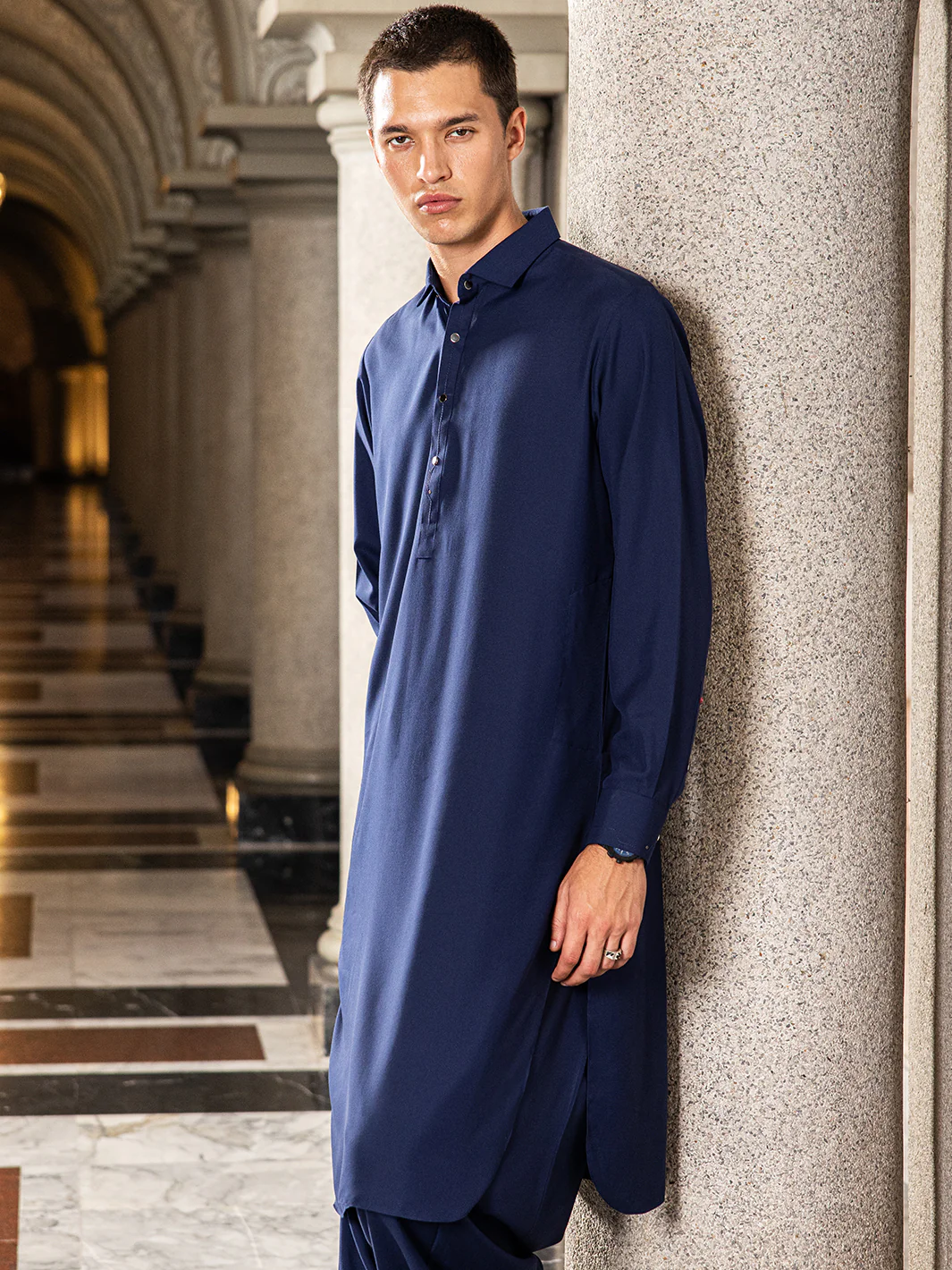 DARK BLUE KAMEEZ SHALWAR | ALWA-KS-US-24-415 - Image 4