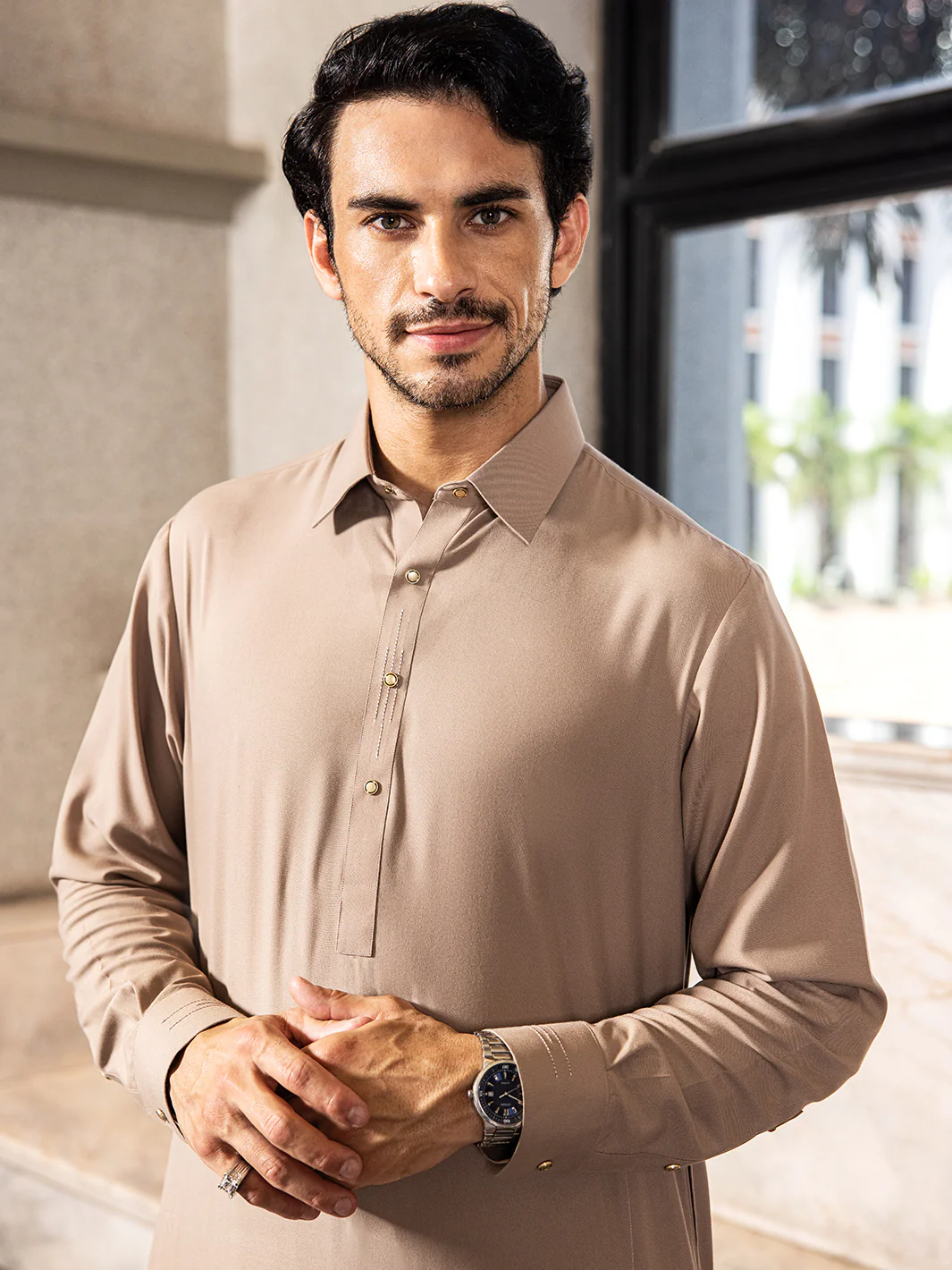 SAND BROWN KAMEEZ SHALWAR | ALWA-KS-US-24-416 - Image 4