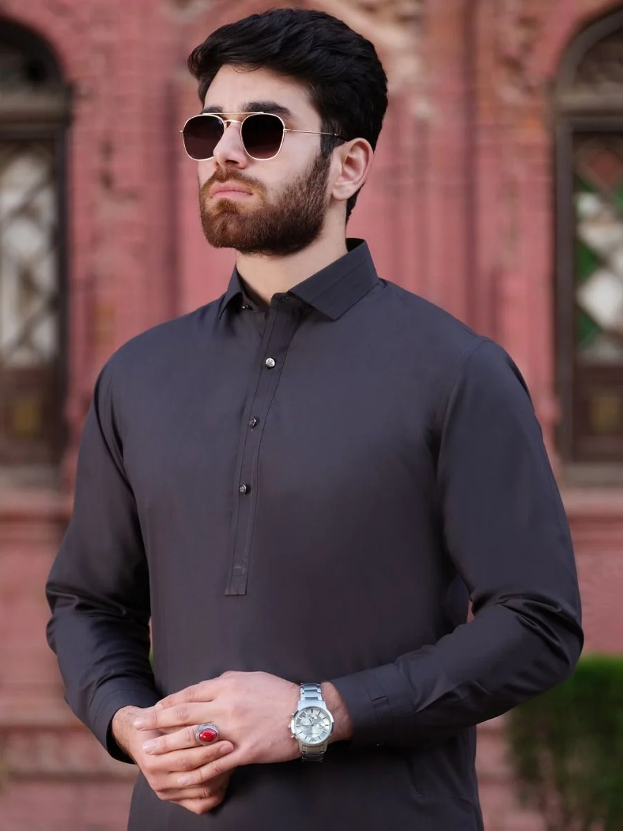 CHARCOAL GREY KAMEEZ SHALWAR | ALWA-KS-US-184/AM-813-1E - Image 2