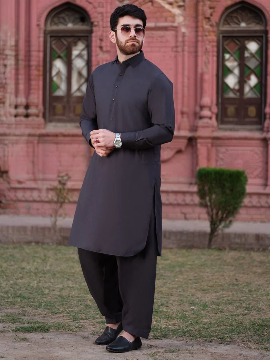 CHARCOAL GREY KAMEEZ SHALWAR | ALWA-KS-US-184/AM-813-1E - Image 3