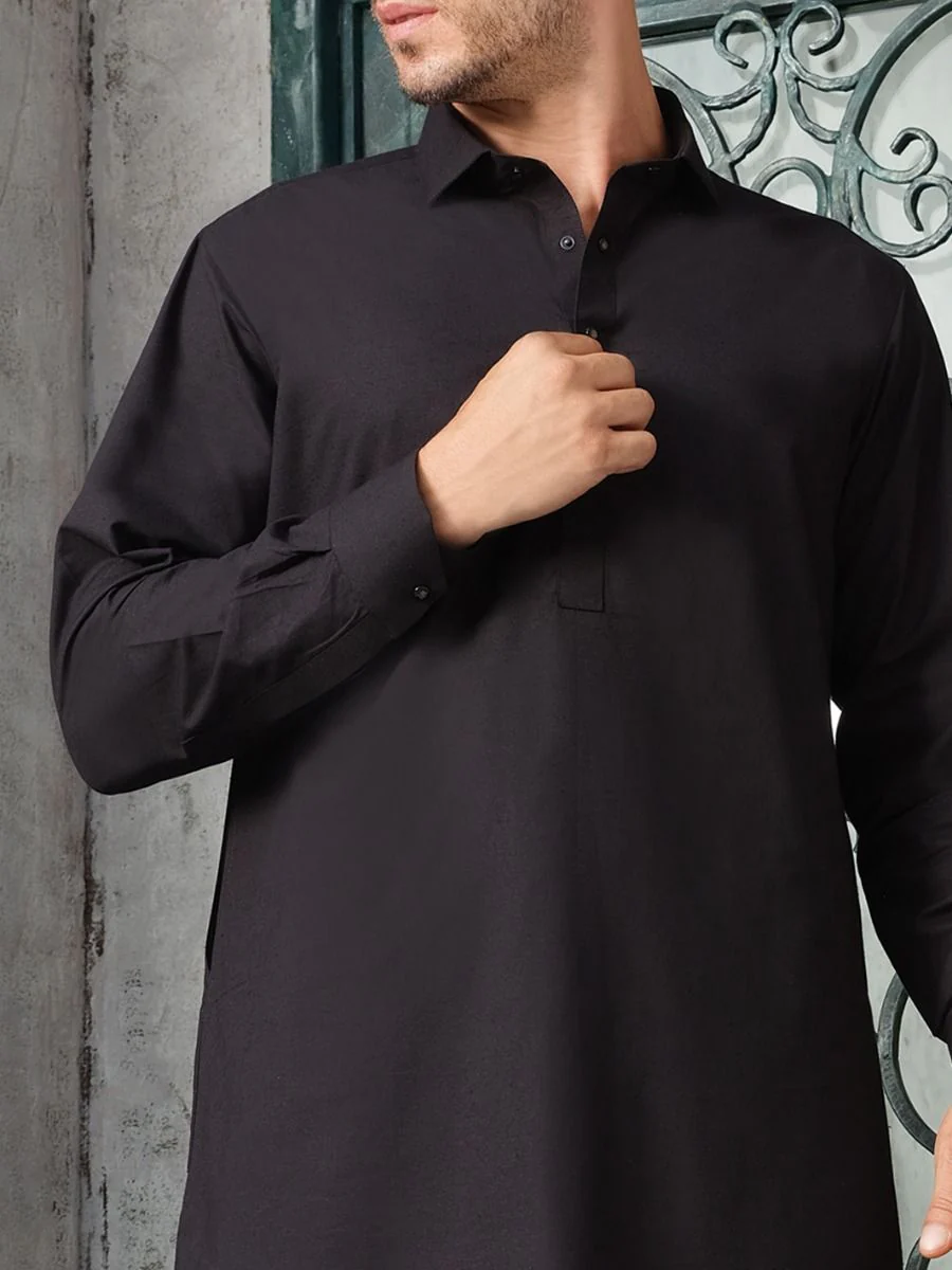 BLACK BLENDED KAMEEZ SHALWAR | ALWA-KS-US-187/AM-805C - Image 2