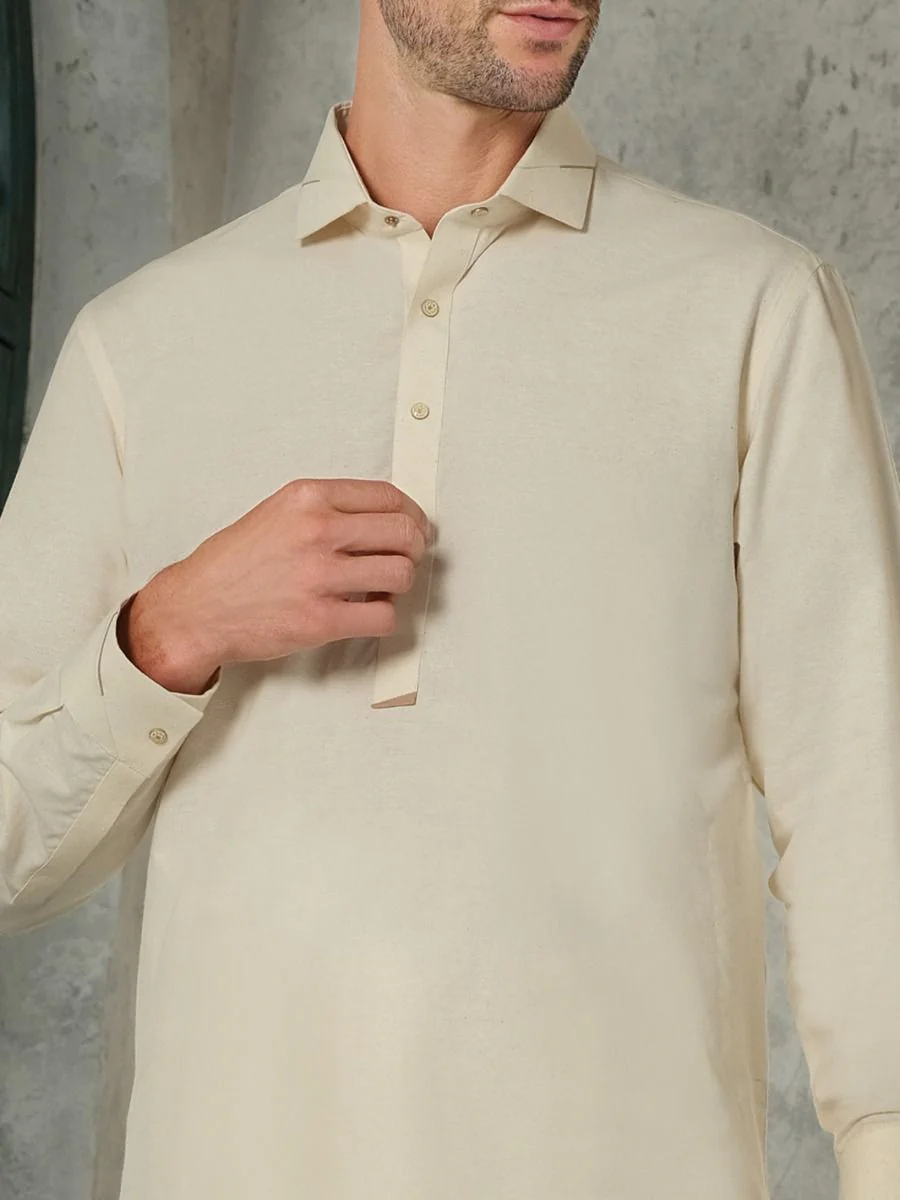 CREAM BLENDED KAMEEZ SHALWAR | ALWA-KS-US-188/AM-805A - Image 3