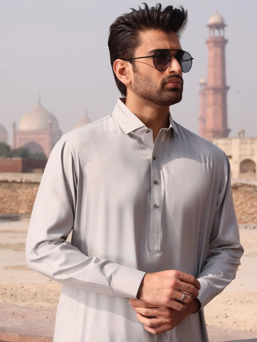 ASH GREY KAMEEZ SHALWAR | ALWA-KS-US-194 V-3 2020 - Image 3