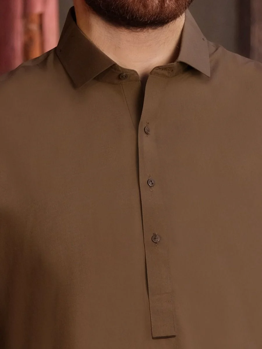 BROWN SPUN KAMEEZ SHALWAR | ALWA-KS-US-195 V-3 2020 - Image 2