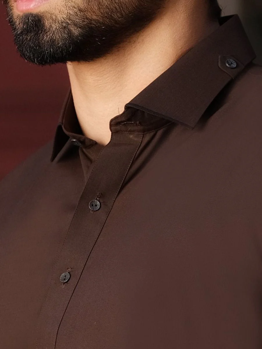 DARK BROWN SPUN KAMEEZ SHALWAR | ALWA-KS-US-196 V-3 2020 - Image 2