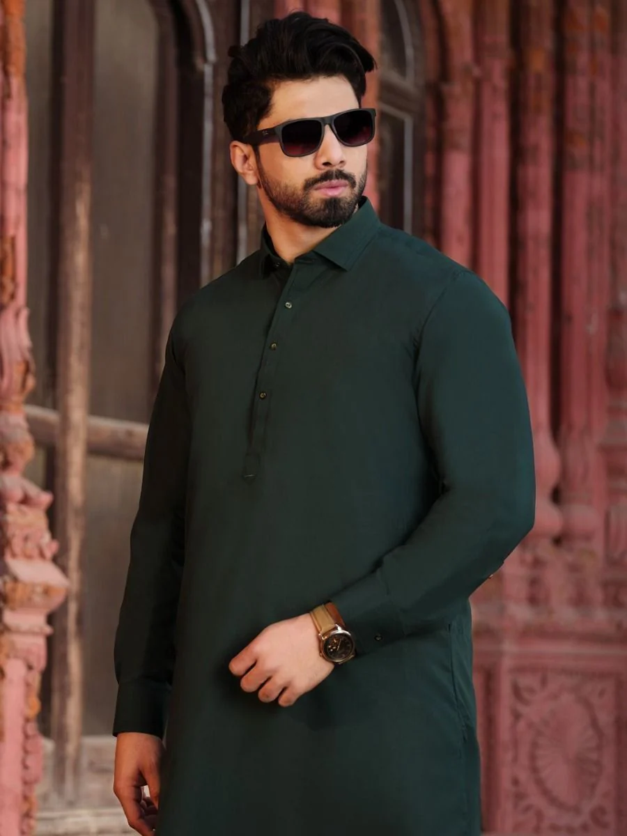 GREEN SPUN KAMEEZ SHALWAR | ALWA-KS-US-199 V-3 2020 - Image 2