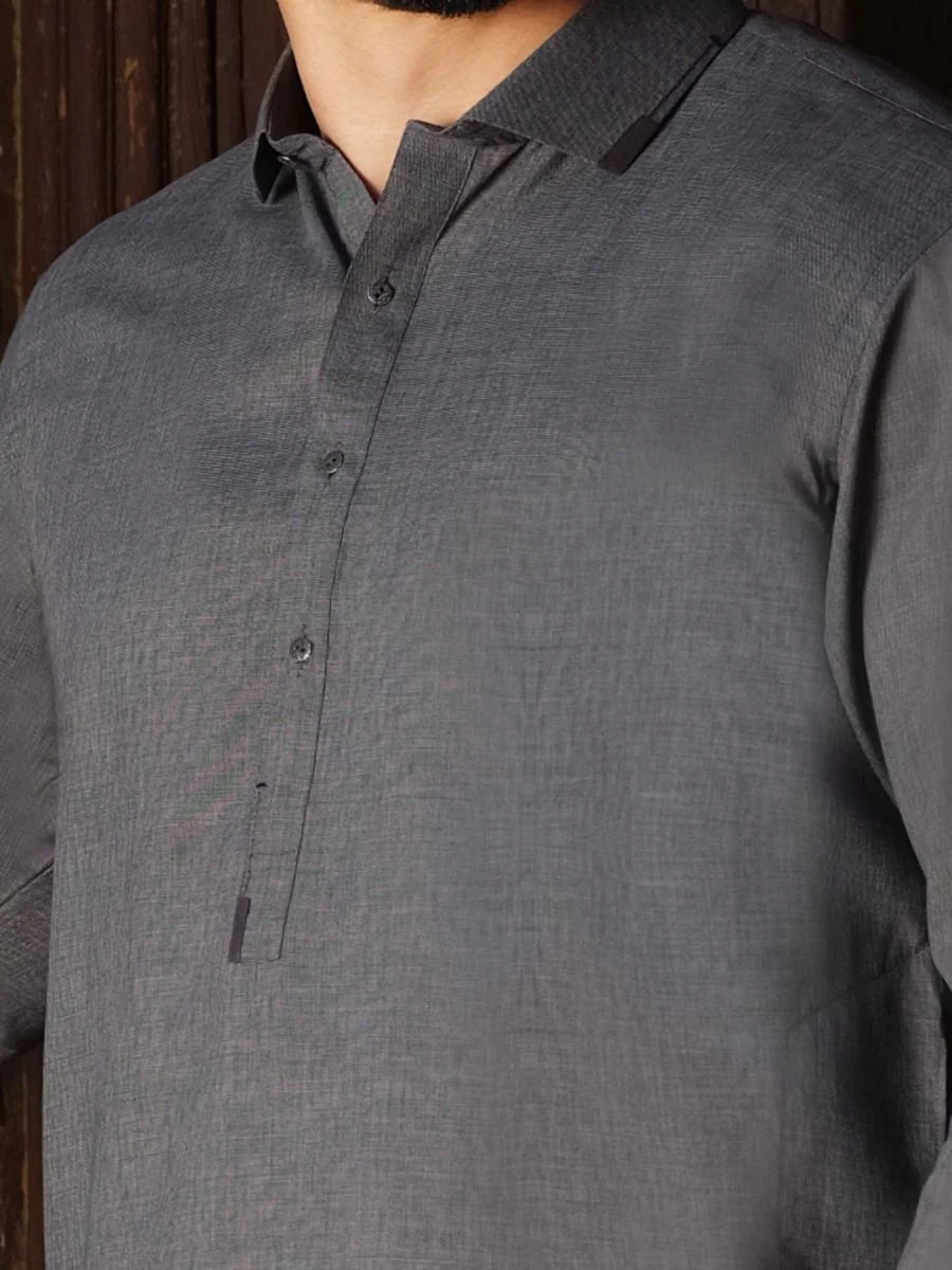 GREY VISCOSE KAMEEZ SHALWAR | ALWA-KS-US-202 V-3 2020 - Image 2