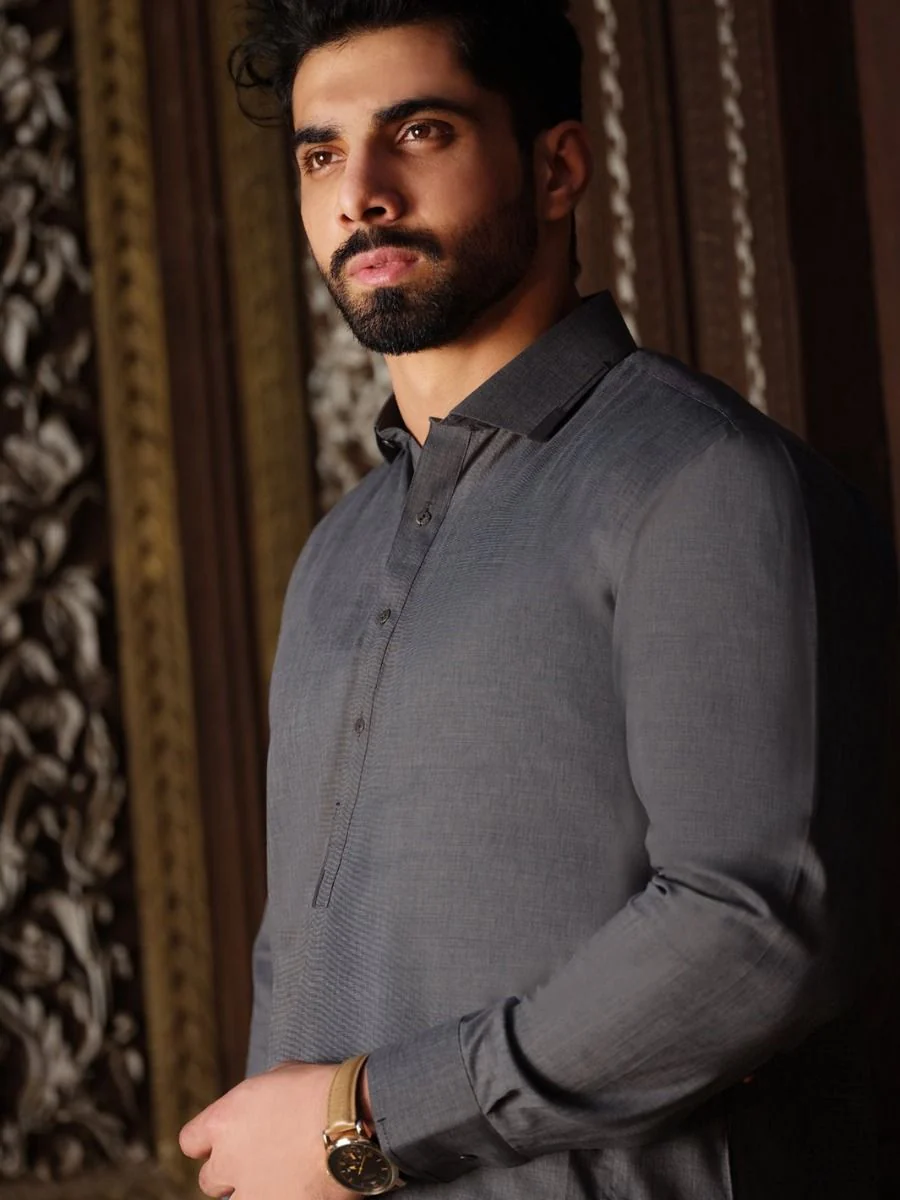 GREY VISCOSE KAMEEZ SHALWAR | ALWA-KS-US-202 V-3 2020 - Image 3