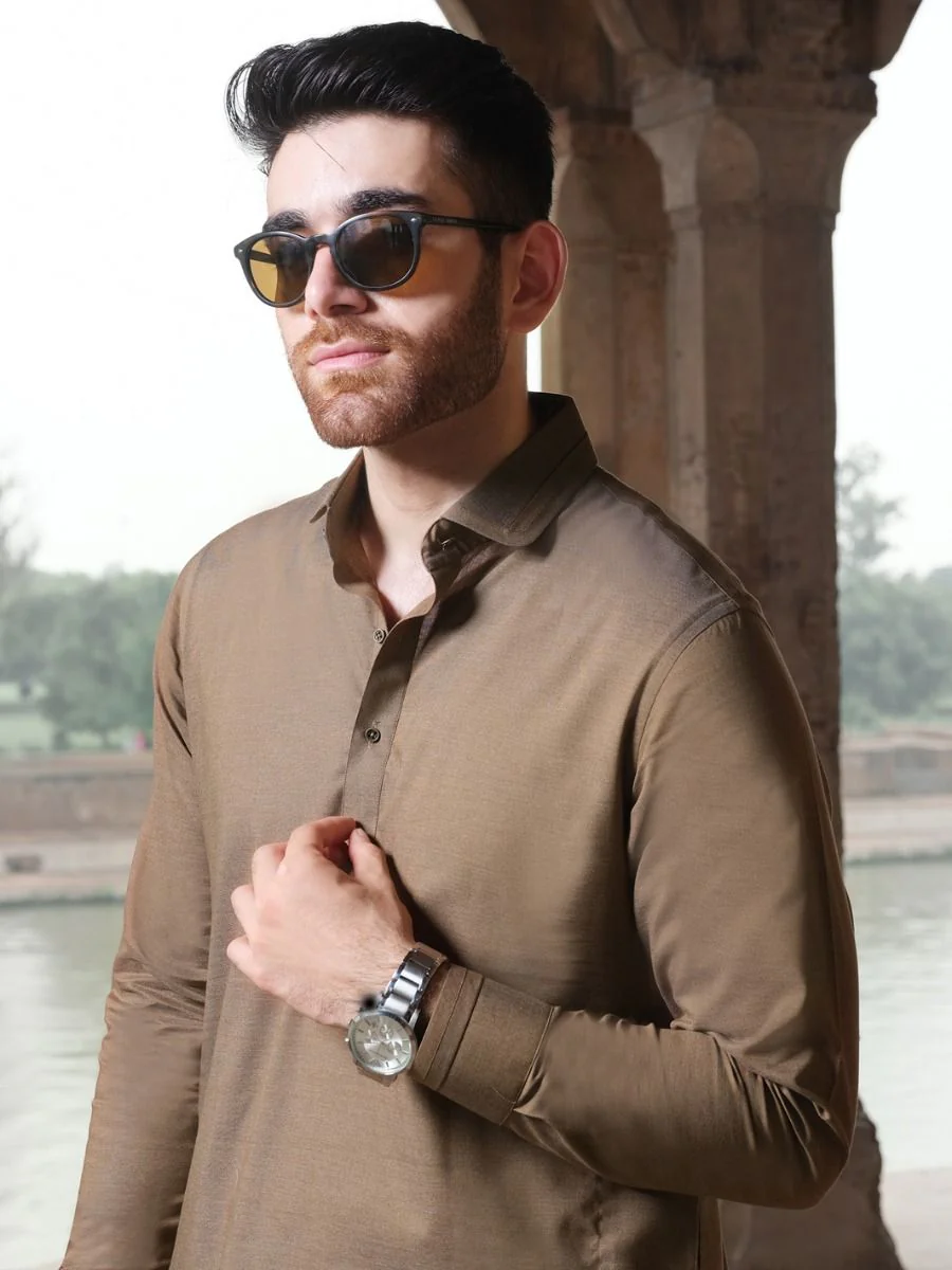 BROWN VISCOSE KAMEEZ SHALWAR | ALWA-KS-US-208 V-4 2020 - Image 2