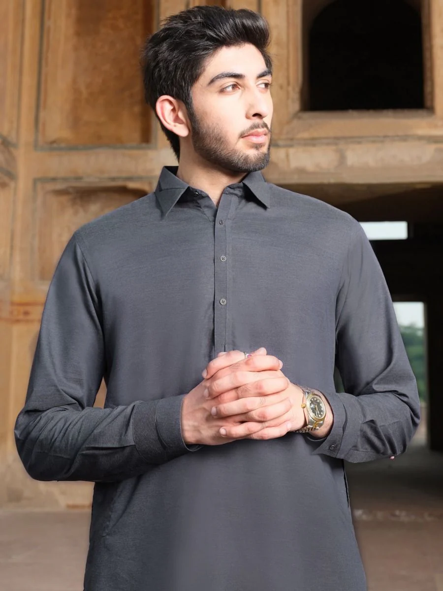 GREY COTTON KAMEEZ SHALWAR | ALWA-KS-US-209 V-4 2020 - Image 2