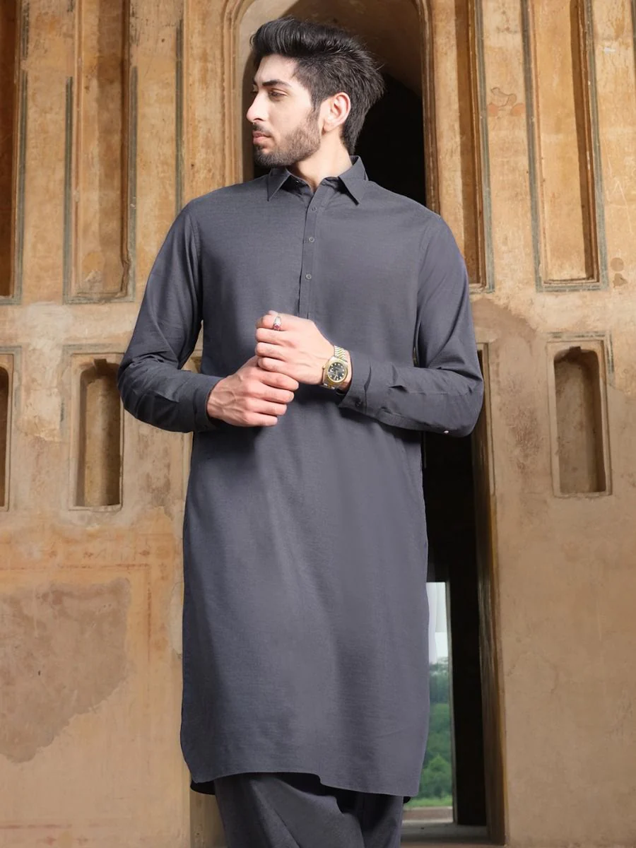 GREY COTTON KAMEEZ SHALWAR | ALWA-KS-US-209 V-4 2020 - Image 3