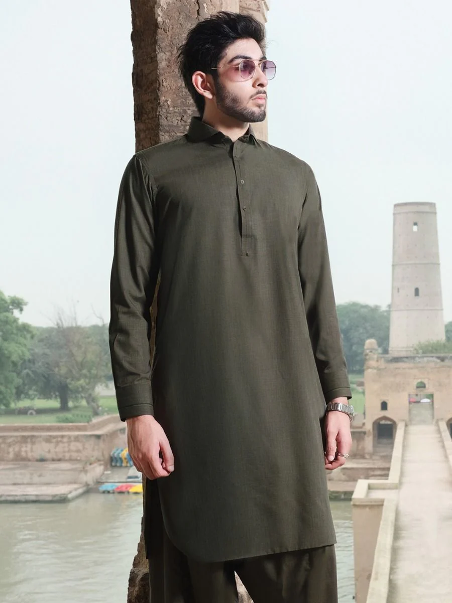GREEN VISCOSE KAMEEZ SHALWAR | ALWA-KS-US-210 V-4 2020 - Image 2