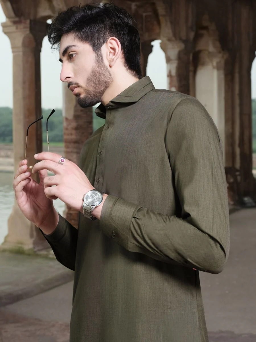 GREEN VISCOSE KAMEEZ SHALWAR | ALWA-KS-US-210 V-4 2020 - Image 3