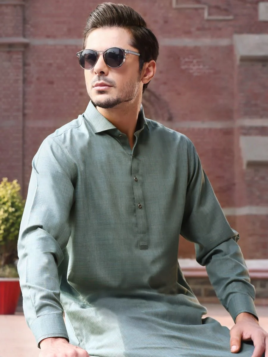 GREEN VISCOSE KAMEEZ SHALWAR | ALWA-KS-US-211 V-1 2021 - Image 2