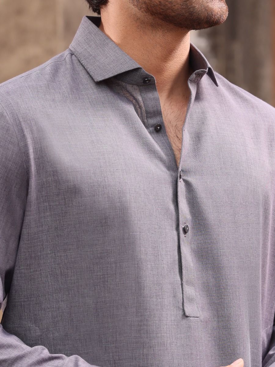GREY VISCOSE KAMEEZ SHALWAR | ALWA-KS-US-213 V-2 2021 - Image 2