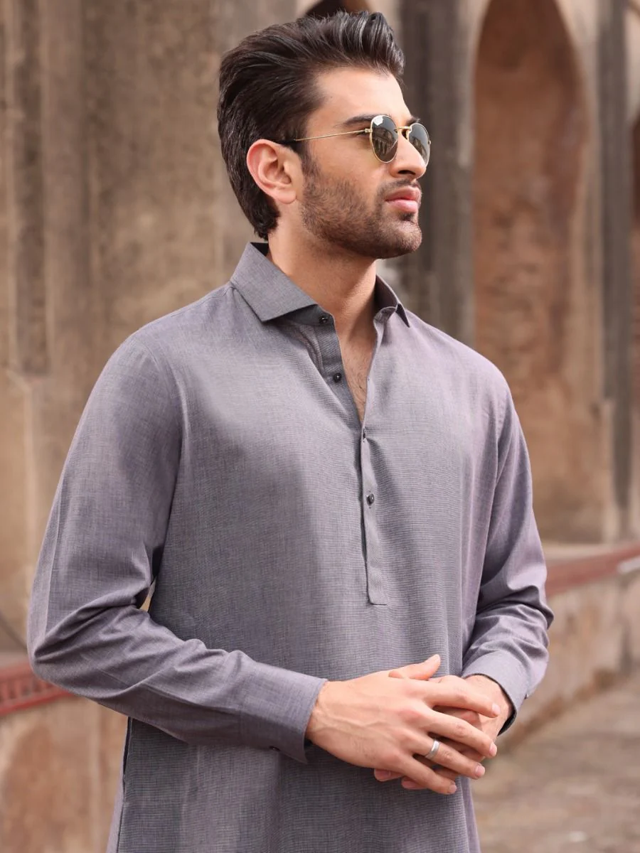 GREY VISCOSE KAMEEZ SHALWAR | ALWA-KS-US-213 V-2 2021 - Image 3