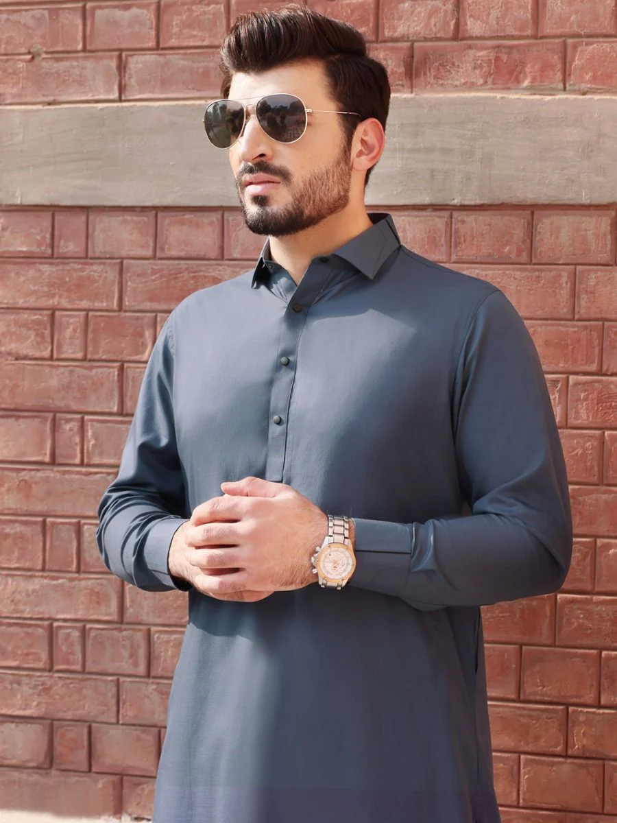 BLUE COTTON KAMEEZ SHALWAR | ALWA-KS-US-216 V-1 2021 - Image 2