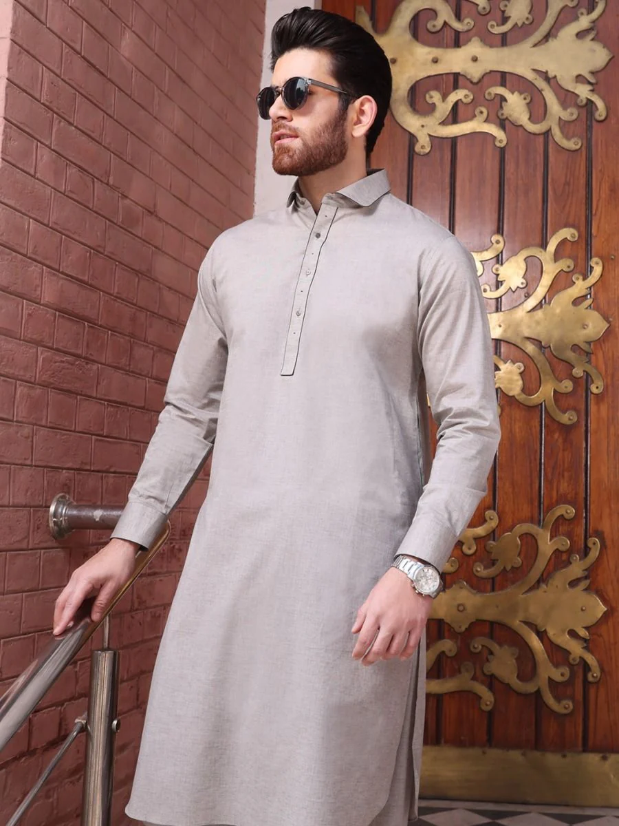 GREY COTTON KAMEEZ SHALWAR | ALWA-KS-US-217 V-1 2021 - Image 2