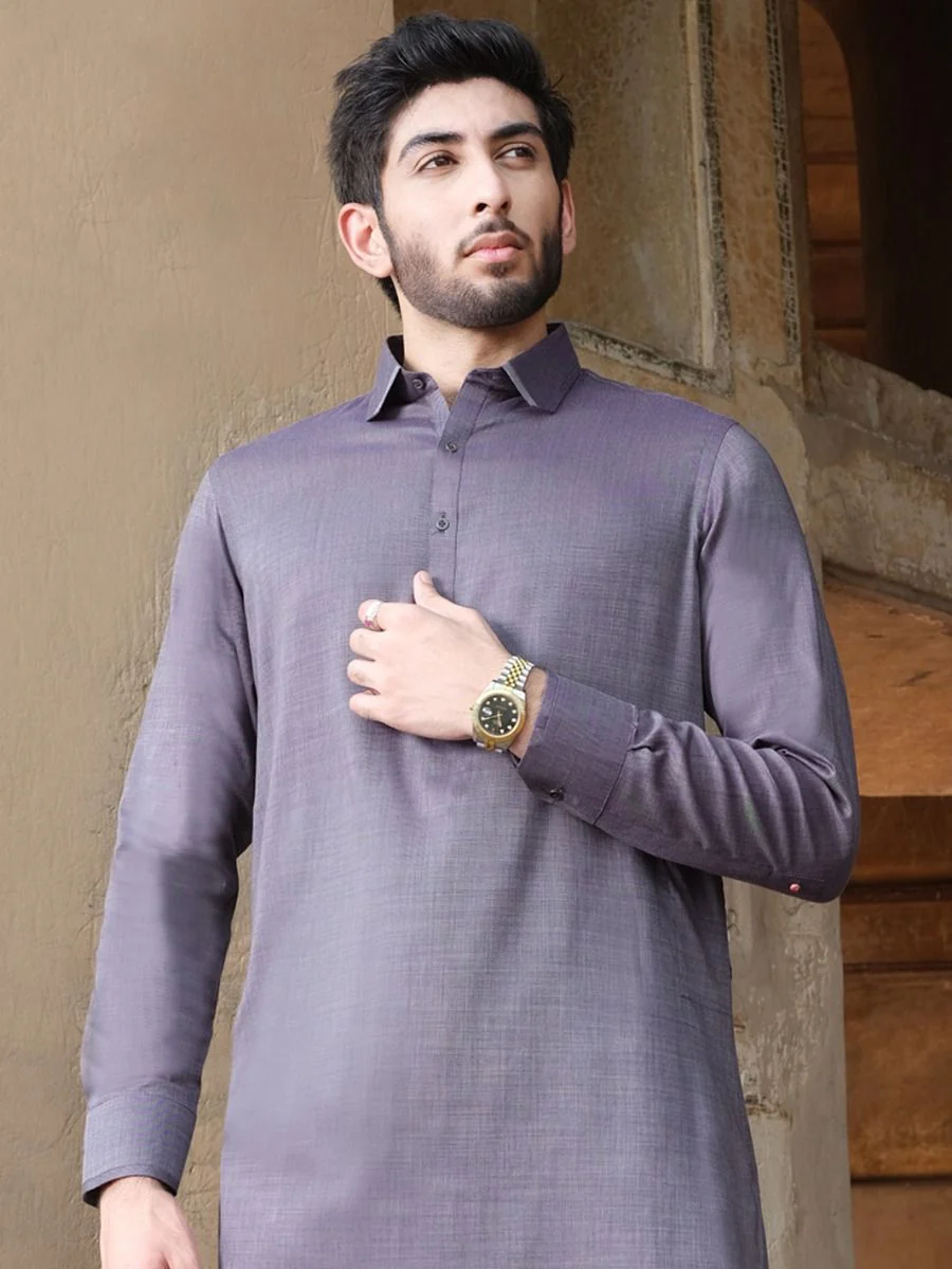 GREY COTTON KAMEEZ SHALWAR | ALWA-KS-US-221 V-4 2020 - Image 2