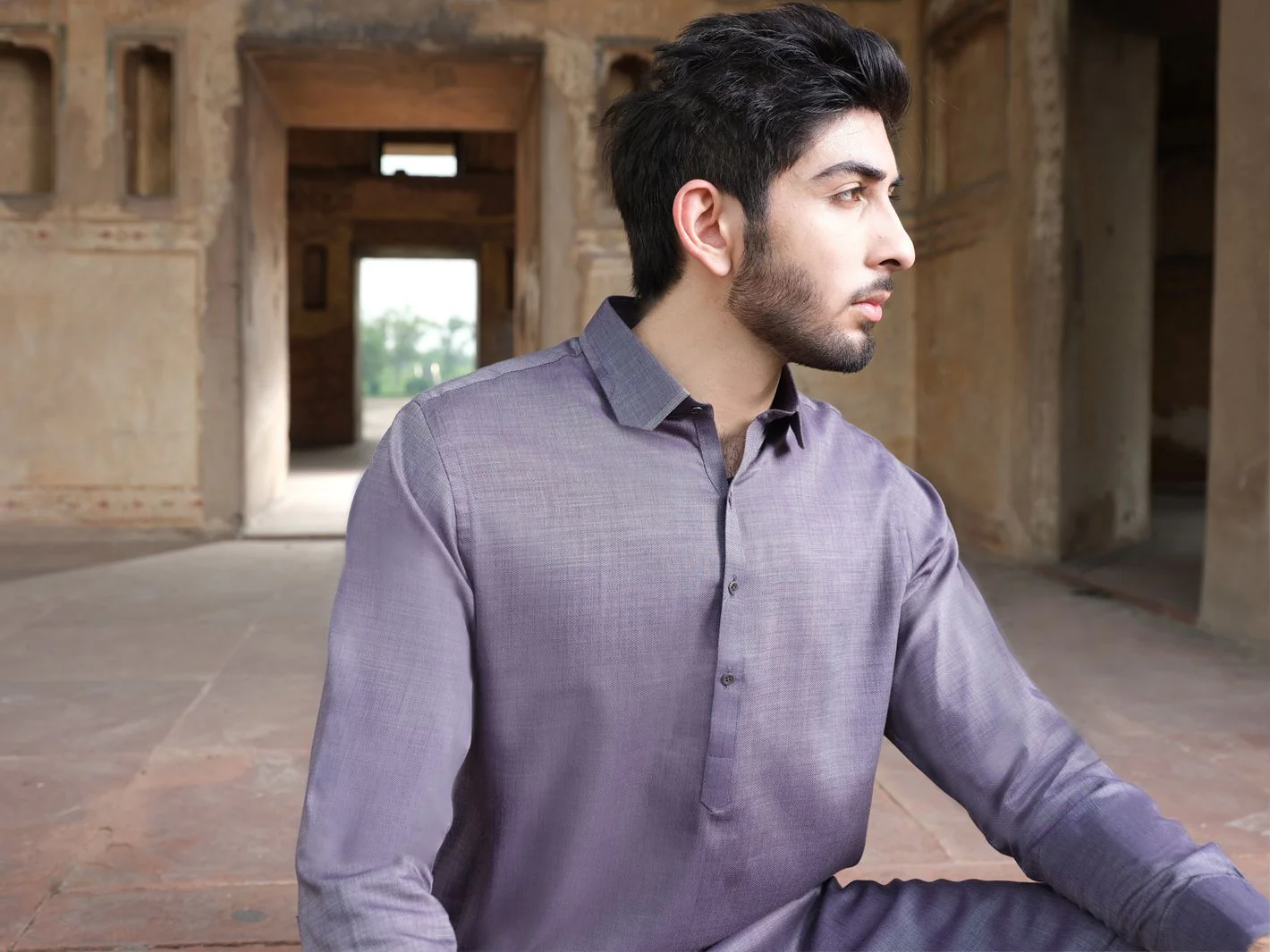 GREY COTTON KAMEEZ SHALWAR | ALWA-KS-US-221 V-4 2020 - Image 3