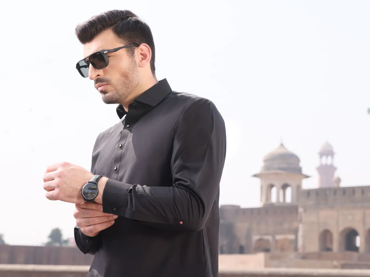 BLACK VISCOSE KAMEEZ SHALWAR | ALWA-KS-US-231 V-2 2021 - Image 3