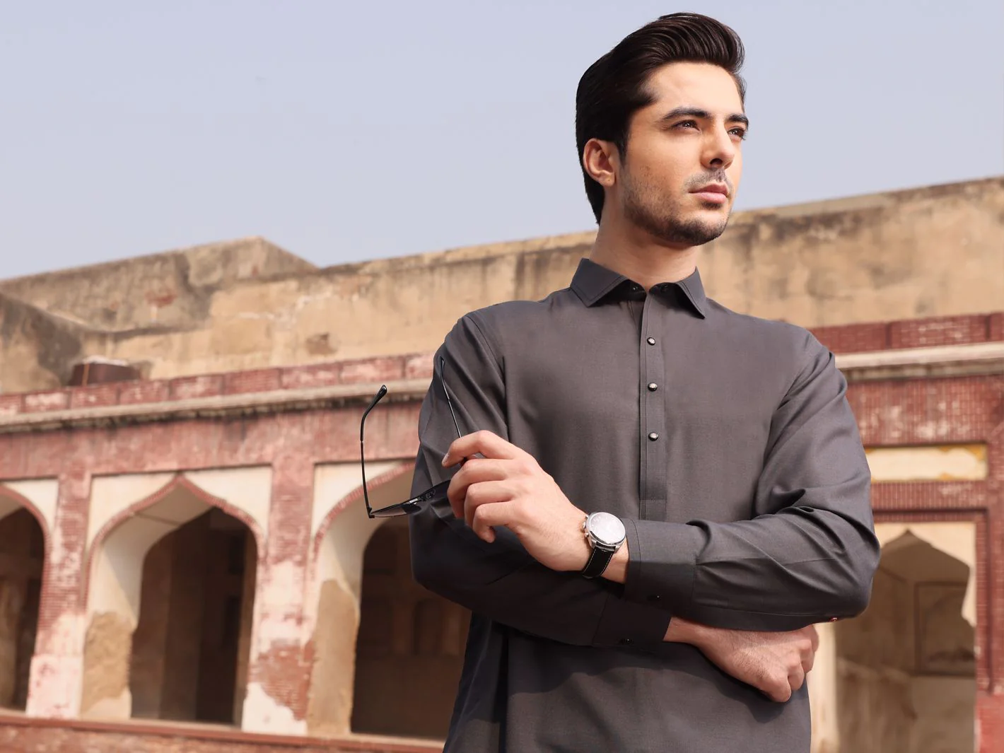 CHARCOAL GREY VISCOSE KAMEEZ SHALWAR | ALWA-KS-US-233 V-2 2021 - Image 3