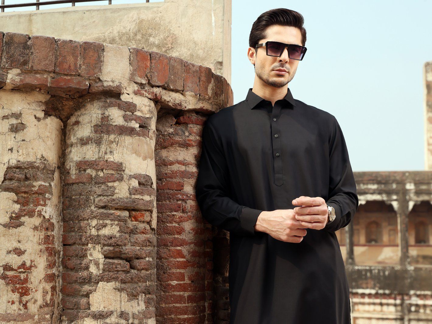 BLACK VISCOSE KAMEEZ SHALWAR | ALWA-KS-US-234 V-2 2021 - Image 3