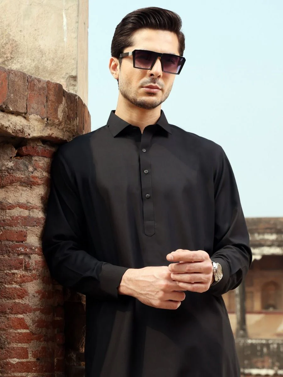 BLACK VISCOSE KAMEEZ SHALWAR | ALWA-KS-US-234 V-2 2021 - Image 4