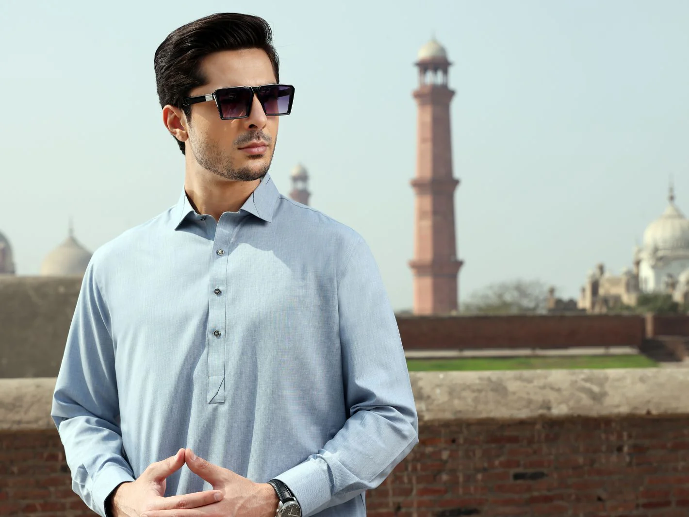 LIGHT BLUE VISCOSE KAMEEZ SHALWAR | ALWA-KS-US-237/AM-922A - Image 3