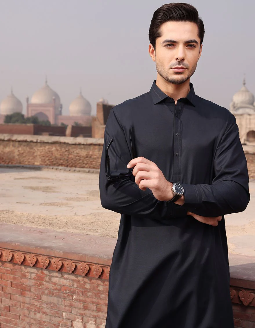 D BLUE VISCOSE KAMEEZ SHALWAR | ALWA-KS-US-240 V-2 2021 - Image 3