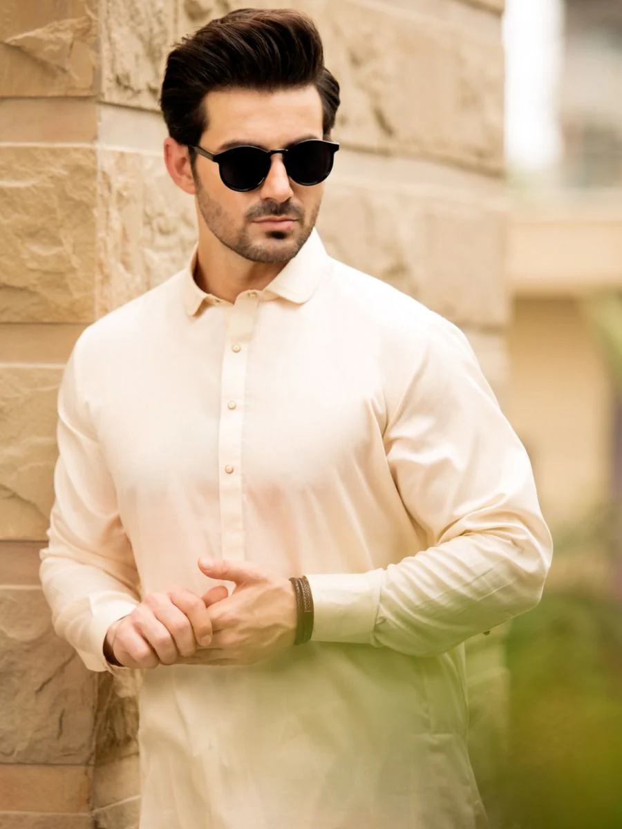 OFF WHITE COTTON KAMEEZ SHALWAR | ALWA-KS-US-244/AM-896B - Image 4