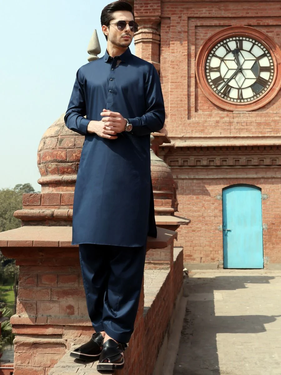 NAVY BLUE NBU KAMEEZ SHALWAR | ALWA-KS-US-245 V-2 2021 - Image 3