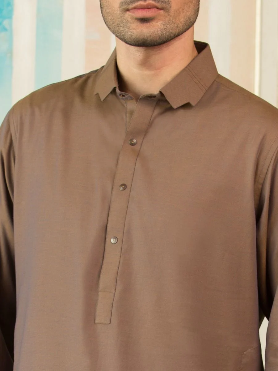 BROWN COTTON KAMEEZ SHALWAR | ALWA-KS-US-253/AM-899D - Image 2