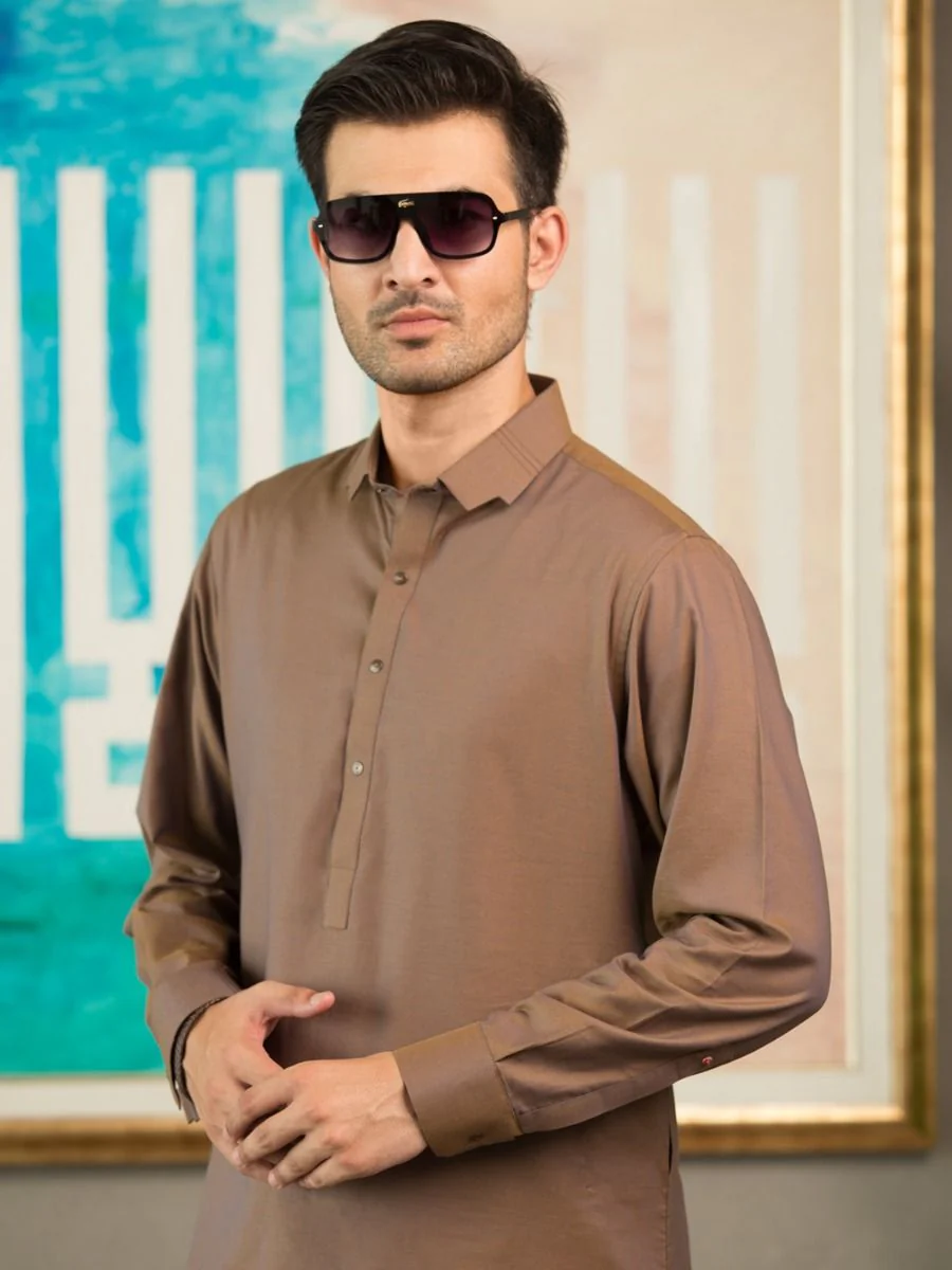BROWN COTTON KAMEEZ SHALWAR | ALWA-KS-US-253/AM-899D - Image 3