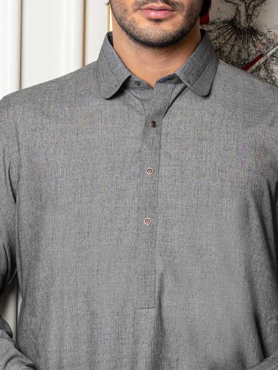 GREY VISCOSE KAMEEZ SHALWAR | ALWA-KS-US-255/AM-5007A - Image 2