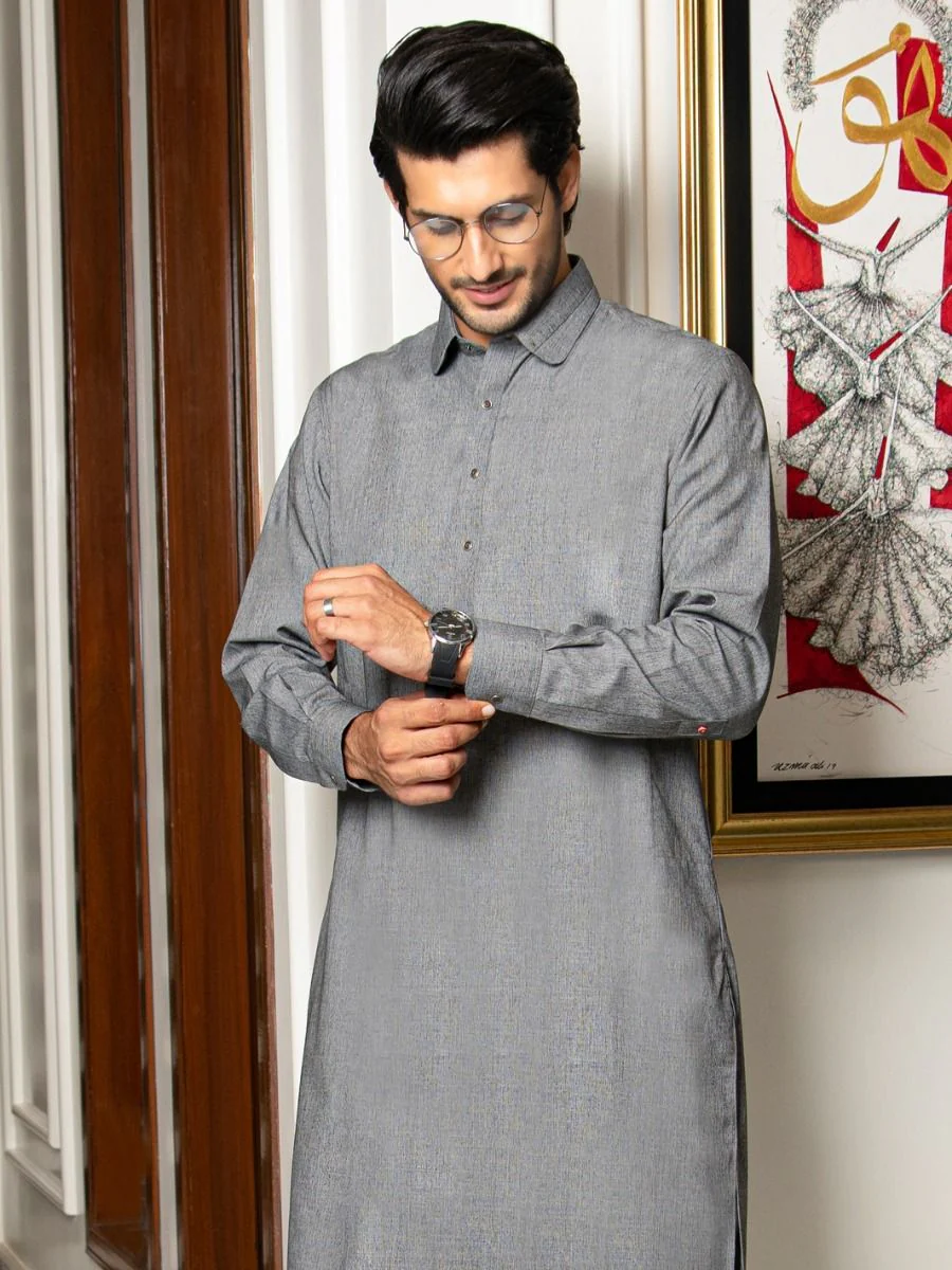 GREY VISCOSE KAMEEZ SHALWAR | ALWA-KS-US-255/AM-5007A - Image 3