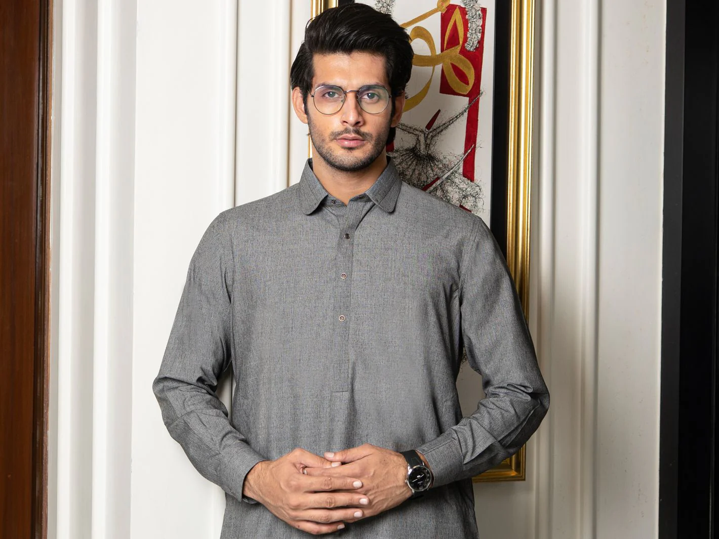 GREY VISCOSE KAMEEZ SHALWAR | ALWA-KS-US-255/AM-5007A - Image 4