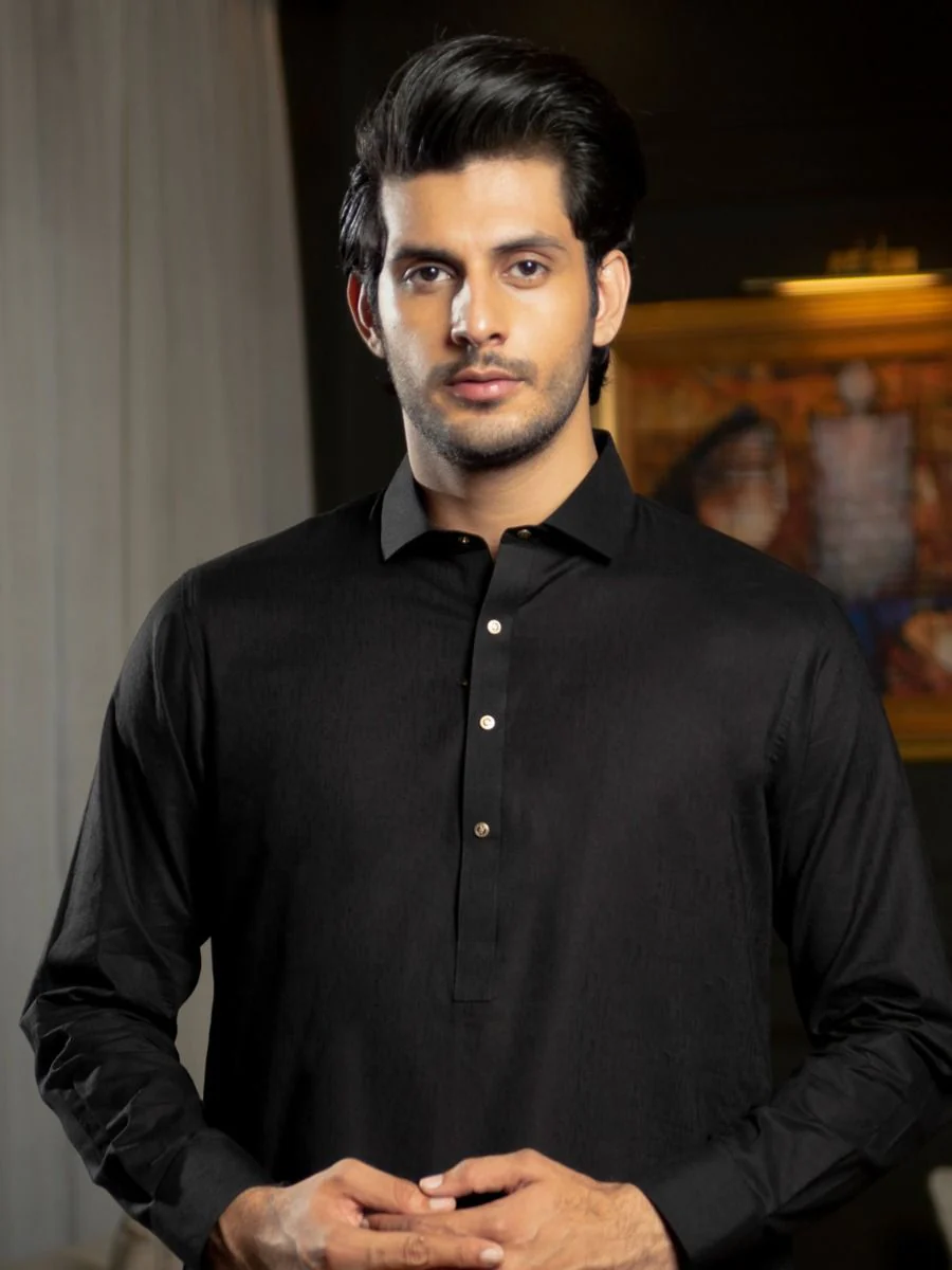 BLACK COTTON KAMEEZ SHALWAR | ALWA-KS-US-269/AM-992C - Image 2