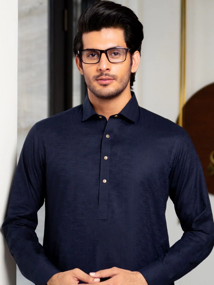 NAVY BLUE NBU COTTON KAMEEZ SHALWAR | ALWA-KS-US-270/AM-992D - Image 2