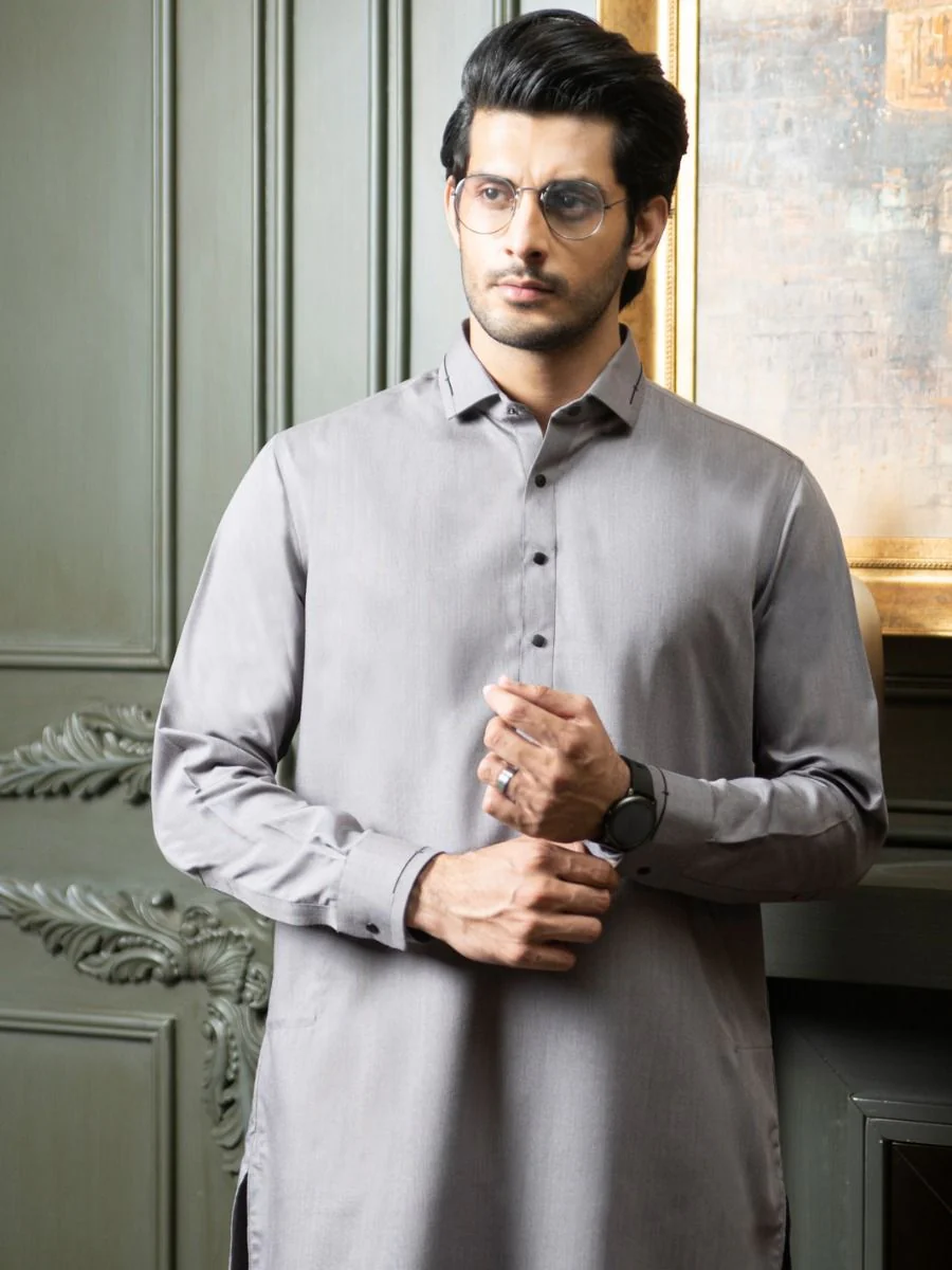 GREY VISCOSE KAMEEZ SHALWAR | ALWA-KS-US-272/AM-911A - Image 3