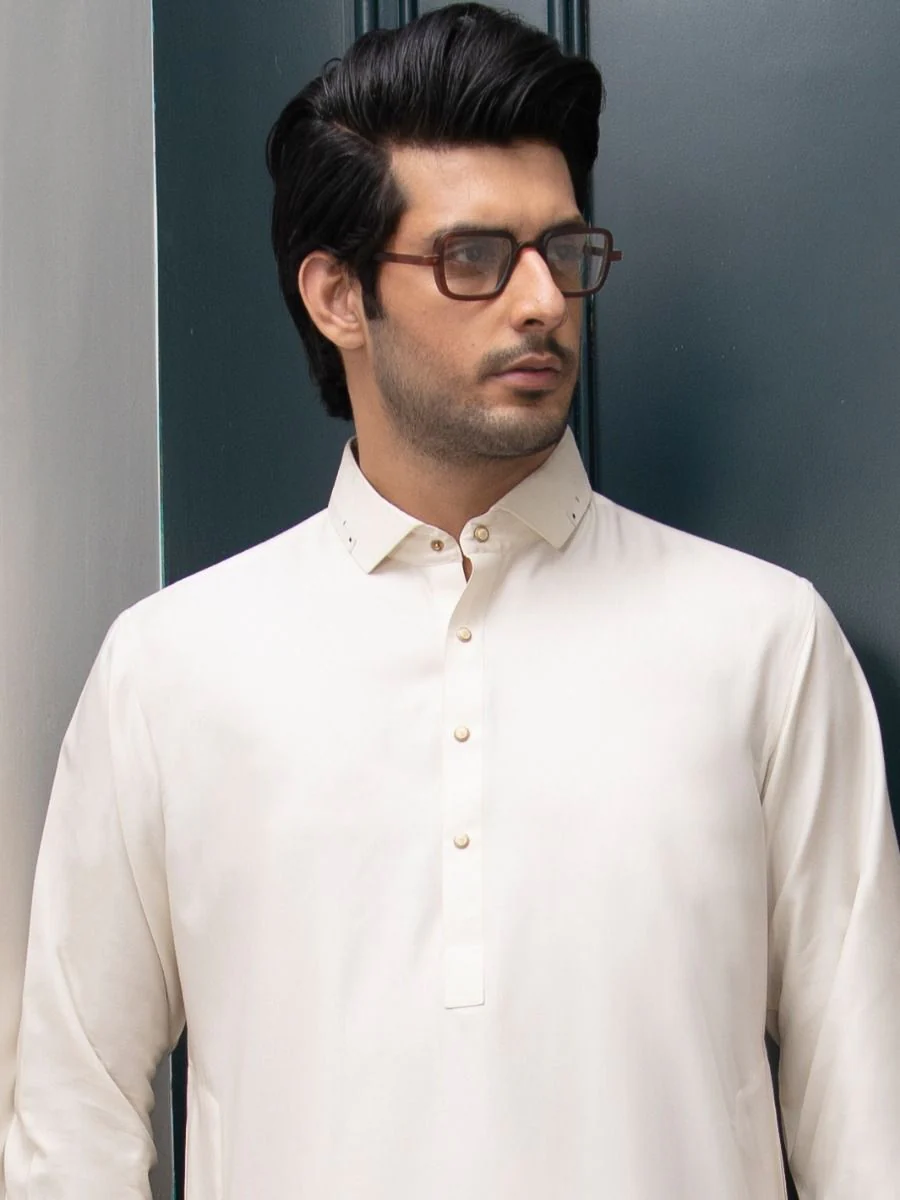OFF WHITE VISCOSE KAMEEZ SHALWAR | ALWA-KS-US-274/AM-5010A - Image 4