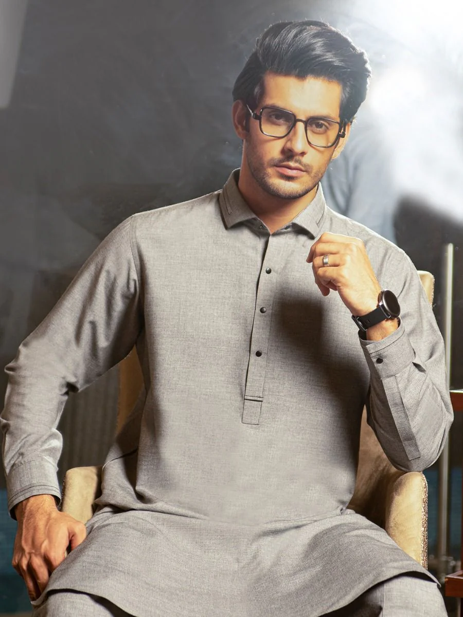 GREY VISCOSE KAMEEZ SHALWAR | ALWA-KS-US-280/AM-5039A - Image 2