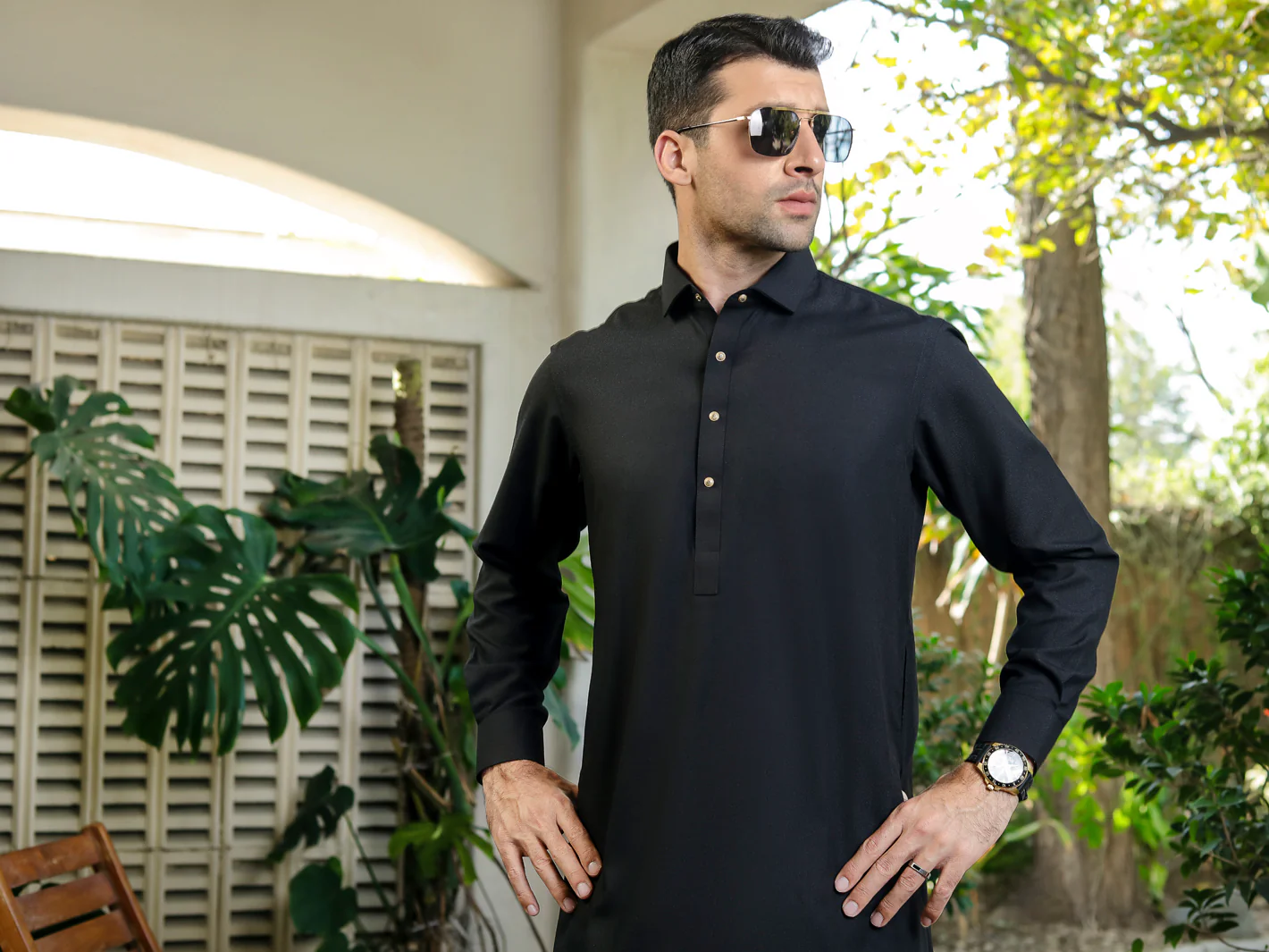 BLACK VISCOSE KAMEEZ SHALWAR | ALWA-KS-US-284/AM-5028C - Image 2